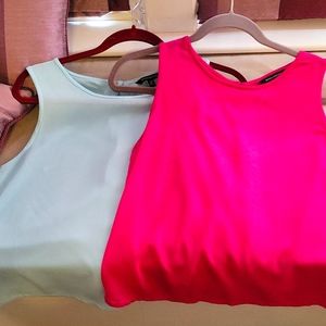 2 Banana Republic tamk tops, one fuschia and on light blue